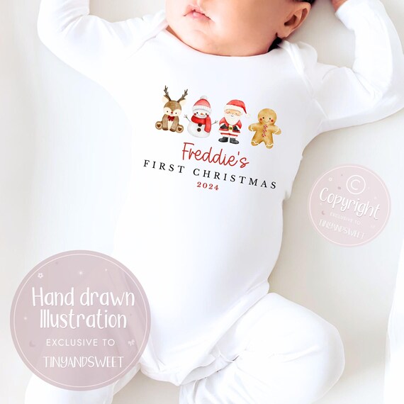 Personalised baby first christmas pyjamas sale