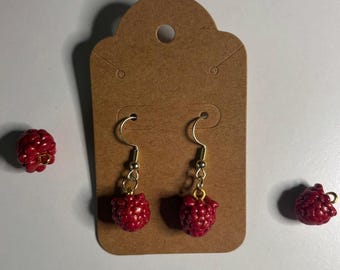 Raspberry Dangle Earrings: Handmade Lightweight Fruit Jewelry