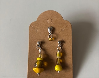Yellow Glass Earring 3pc Set