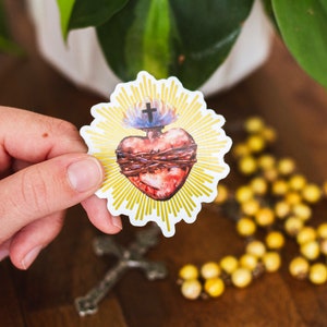 Sacred Heart of Jesus Sticker: Metallic Catholic Art