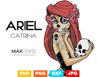 Ariel Catrina svg, Mała Syrenka Svg, Ariel svg, Syrenka svg, Plik do cięcia Małej Syrenki, Plik Cricut Małej Syrenki, Księżniczka svg.