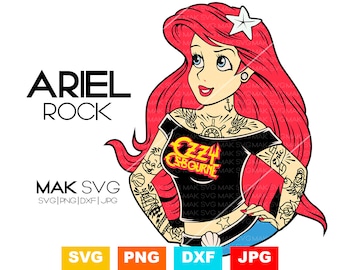 Ariel Rock svg, Mała Syrenka Svg, Ariel svg, Syrenka svg, Plik do cięcia Małej Syrenki, Plik Cricut Małej Syrenki, Księżniczka svg.