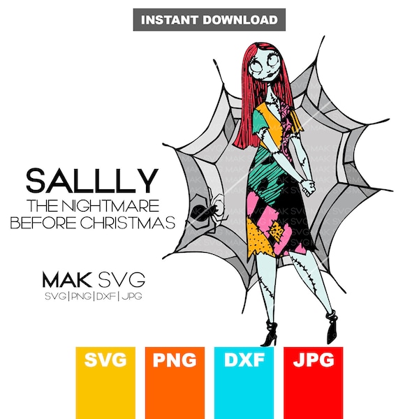 Sally svg, sally cut file, The Nightmare Before Christmas svg, The Nightmare Before Christmas png.