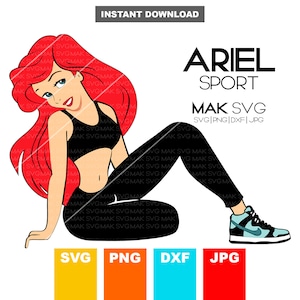 Ariel Sport svg, Little Mermaid Svg, Ariel svg, Mermaid svg, Little Mermaid Cut File, Little Mermaid Cricut file, Princess svg.