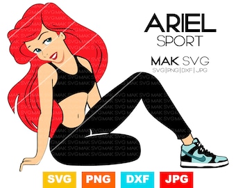 Ariel Sport svg, Mała Syrenka Svg, Ariel svg, Syrenka svg, Plik do cięcia Małej Syrenki, Plik Cricut Małej Syrenki, Księżniczka svg.