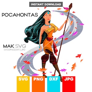 Pocahontas SVG, Princess SVG, Design Files For Cricut, Silhouette, Cut Files, Layered And Print And Cut