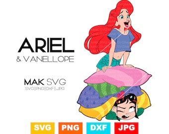 Ariel i Vanellope svg, Mała Syrenka svg, Ariel svg, Syrenka svg, Plik do cięcia Małej Syrenki, Plik Cricut Małej Syrenki, Księżniczka svg.