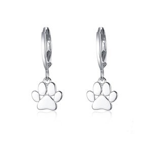 Tiny Paw Print Earrings l Sterling Silver Dangle Earrings l Dainty Paw Charms l Dog and Cat Lovers Pet Jewelry l Perfect Gift For Pet Lovers