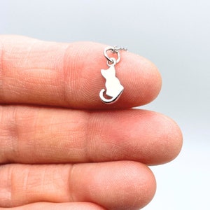 Dainty Kitty Cat Charm Necklace | Sterling Silver Pendant | Cat Lovers Pet Jewelry l Perfect Gift For Cat Lovers