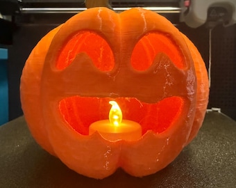3D Printed Jack-O’-Lantern Tea Light Holder – Halloween Pumpkin Decoration