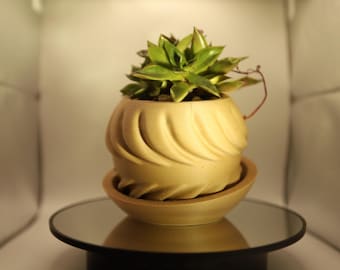 3D gedruckter Sukkulenten-Übertopf mit Auffangschale: Umweltfreundlicher PLA-Blumentopf