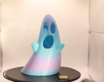 Gradient 3D Printed Halloween Ghost: Blue to Purple PETG, LED Ready