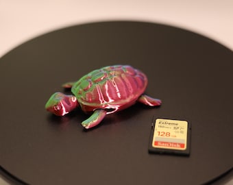 Estatueta de tartaruga articulada | Animal de estimação de mesa impresso em 3D | Brinquedo Fidget de cor aleatória