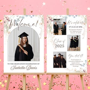 Grad Party Welcome Sign Template, Printable Editable Graduation Sign, Custom Grad Decor for Celebratory Events, Customizable Sign Design