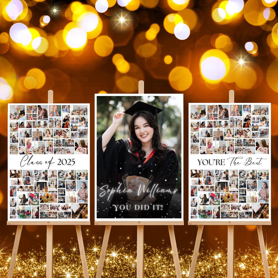 Graduation Photo Collage Template Set, Custom Graduation Sign