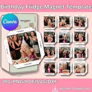 Canva Editable Fridge Magnet Template, DIY Photo Magnet Maker, Customizable Magnet Design, DIY Magnet Design, Instant Download