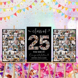 Graduation Photo Collage Template Set, Class of 2025 Graduation Party Poster Display, Personalized Gift for Graduate, Photo Memory Keepsake