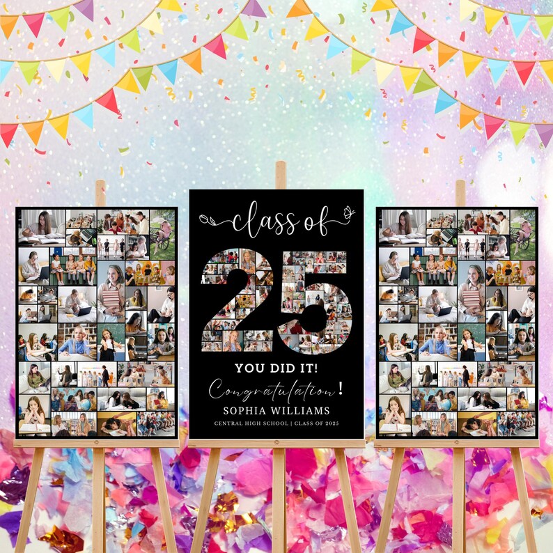 Graduation Photo Collage Template Set, Class of 2025 Graduation Party ...