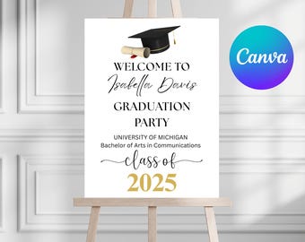 She Did It Graduation Welcome Sign: Customizable Photo Template (24x36, 28x40, etc.)