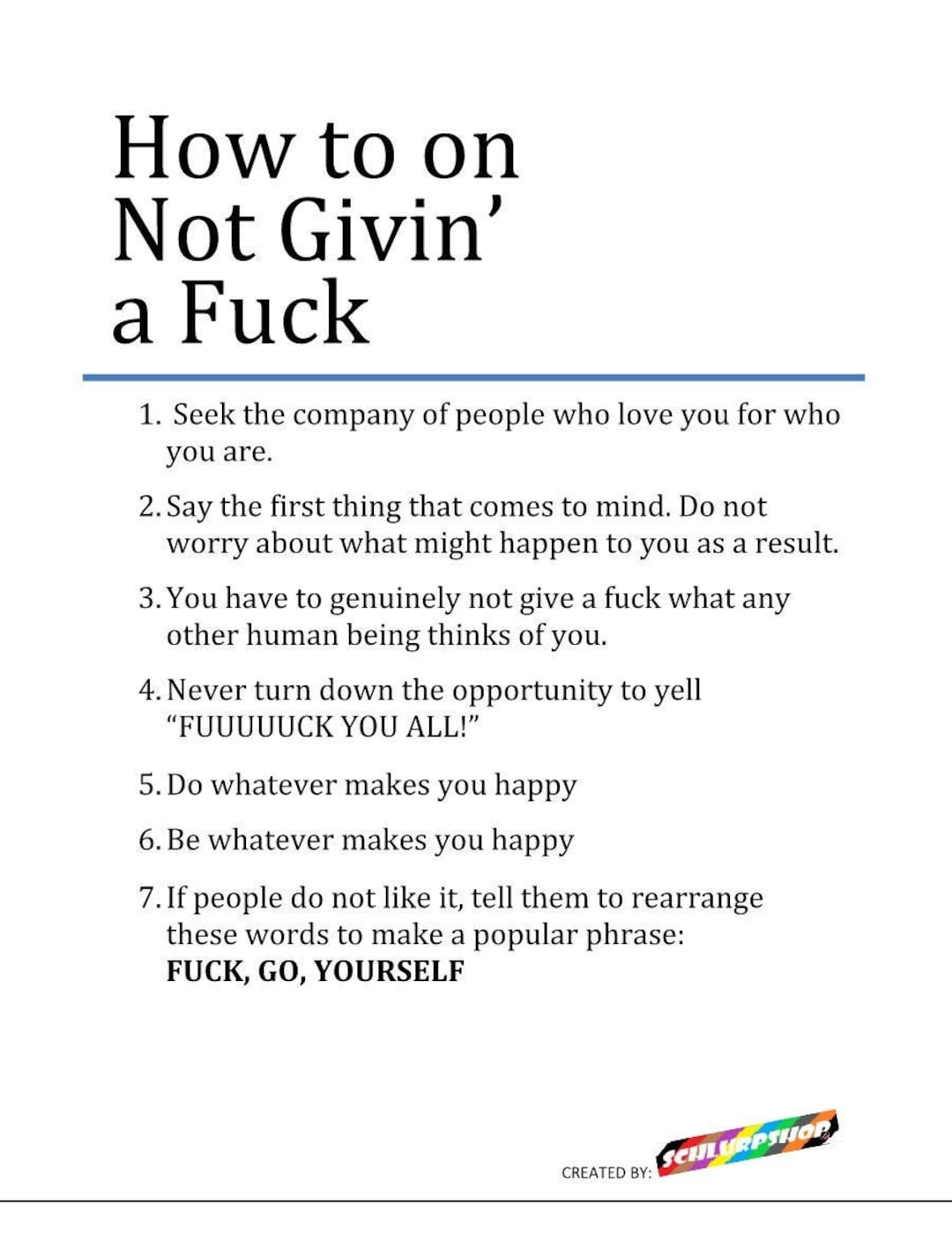 How to on Not Giving a Fuck Etsy
