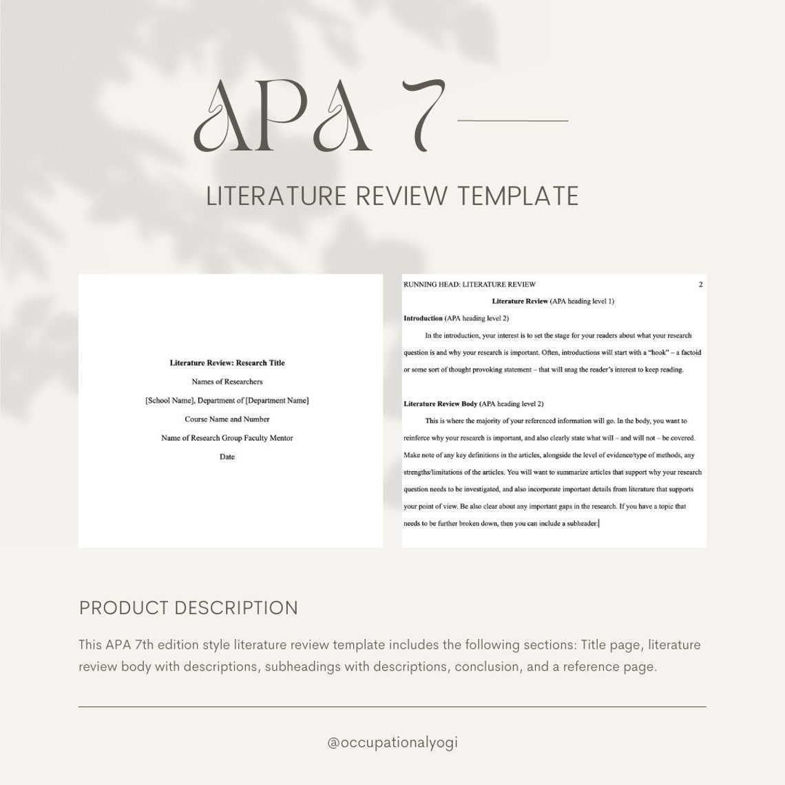 literature review template apa 7th edition