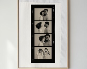 Custom Photo Booth Strip Print Personalized 4 Picture Filmstrip Couple Gift Decor Poster