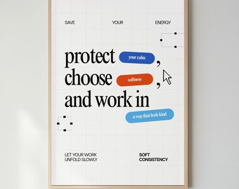Protect Your Calm Poster Typography Wall Art Digital Interface Work-Life Balance Print