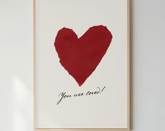 Red Heart Abstract Poster | Minimalist Wall Decor, Nursery Art (Physical Print)