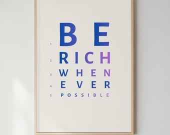 Eye Chart Poster Motivational Quote Blue Purple Gradient Typography Wall Art Print