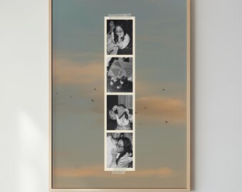 Personalized Photo Strip Print, Custom Filmstrip Poster with Sky Clouds Background, Memory Gift Decor (Made to Order)