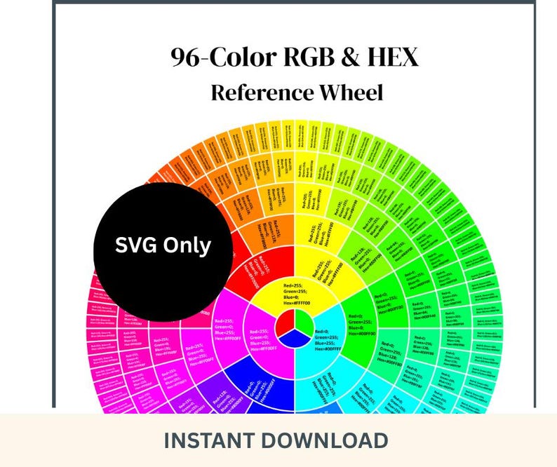 Rgb+hex Color Wheel —SVG Only (instant Download) - Etsy