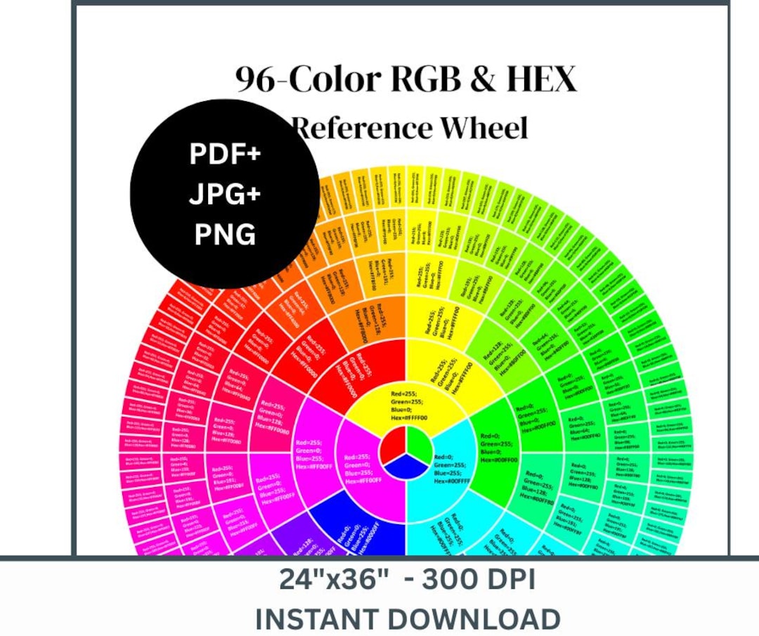 Rgb+hex Color Wheel — PNG, PDF, Jpg Bundle (instant Download) - Etsy Canada