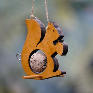 Squirrel bird feeder Fat ball Hanging feeder bird lovers gift for birthday balcony decor backyard decor nature