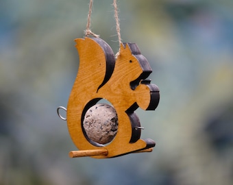 Squirrel bird feeder Fat ball Hanging feeder bird lovers gift for birthday balcony decor backyard decor nature
