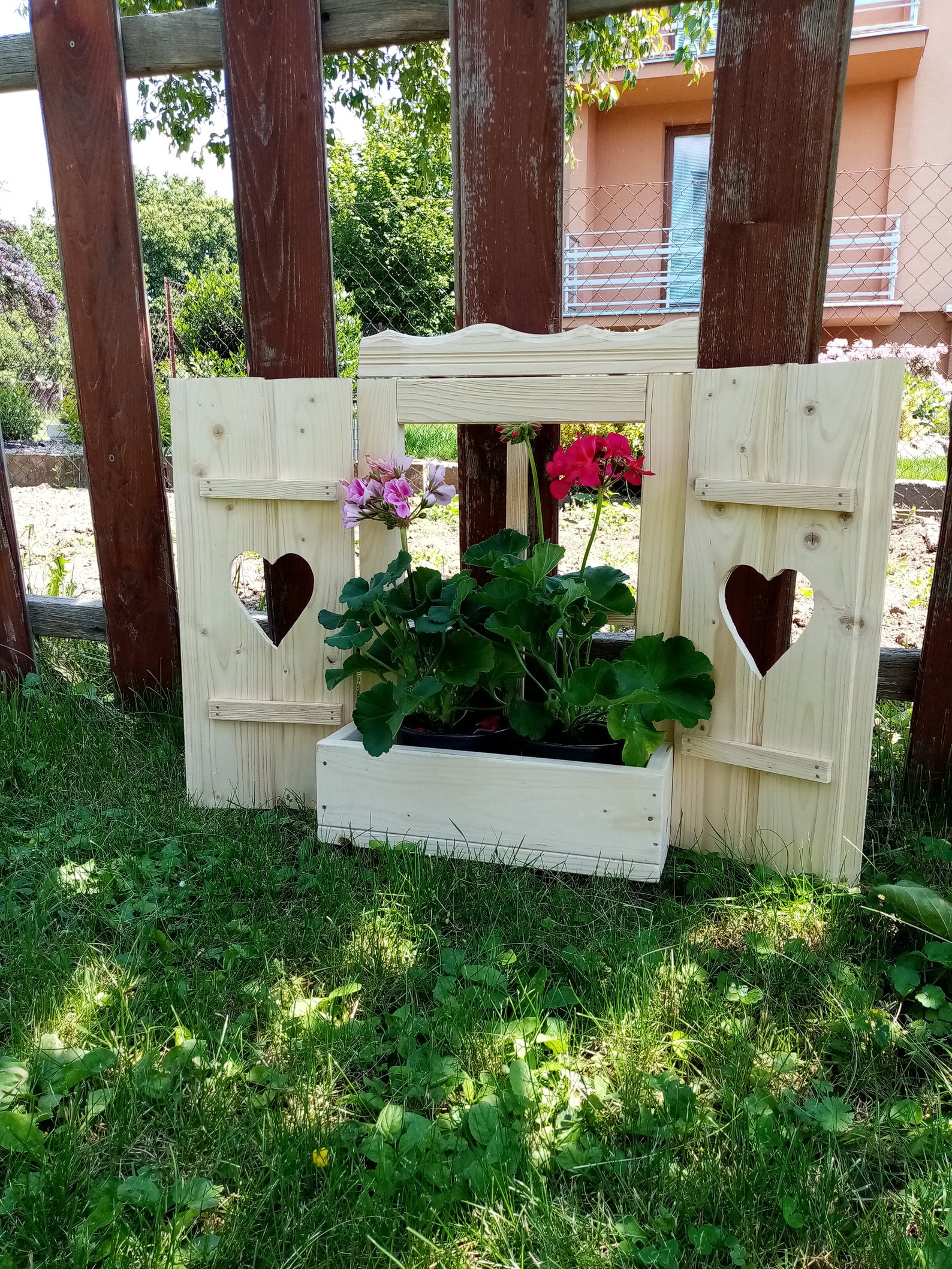 Decorative Wood Window Frame for Wall Decor Heart, Old Windows, Rustic