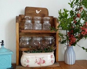 Rangement pour étagères à épices en bois de style vintage, étagère et support pour épices et huiles essentielles, rangement pour épices, étagère pour épices