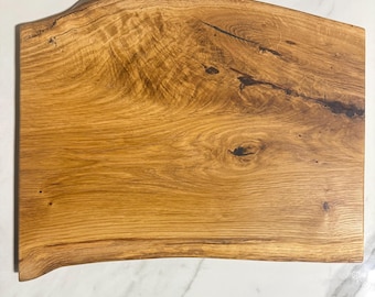 Handmade White Oak Charcuterie Board | Solid Wood Cutting Board | Live Edge Style | Reclaimed Wood | 14x10 Serving Board | Rustic decor