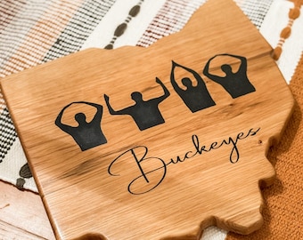 Handmade Ohio State Buckeyes Solid Oak Charxuterie Board, With Epoxy Inlay