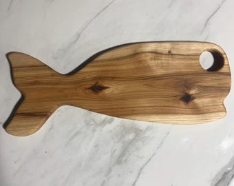 Handmade Hickory Whale Charcuterie Board | Solid Wood Serving Board | Nautical Cutting Board | Reclaimed Hickory | 15x8 Coastal Kitchen Gift