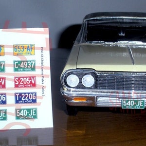 1960 - 1964 Ohio Mini License Plates for Model Cars 1/25 scale