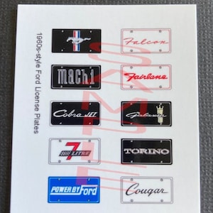 FORD 1960s Style miniature License Plates for 1/25 scale MODEL CARS