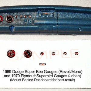 1969 Dodge Super Bee 1/24 REVELL MONO or JOHAN 1970 Superbird Gauge Faces
