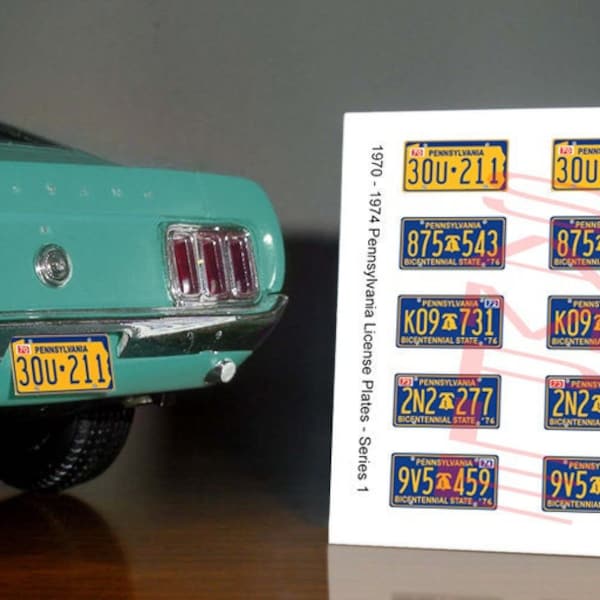 1970 - 1974 Pennsylvania Miniature License Plates for Model Cars