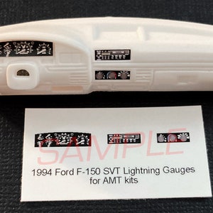 1992-1994 FORD F-150 SVT Lightning Flare Side Shortbox Gauge Faces for 1/25 AMT Kits