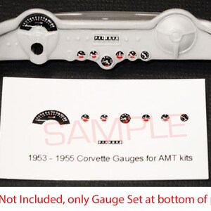 1953 - 1955 Corvette GAUGE FACES for 1/25 scale AMT Model Car Kits