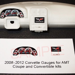 2008 to 2012 Corvette Coupe and Convertible Gauge Faces for 1/25 scale AMT model car kits