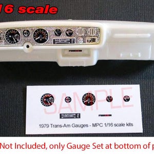 1/16 scale 1979 Pontiac Firebird Trans Am Gauge Faces for 1/16 scale MPC model car kits