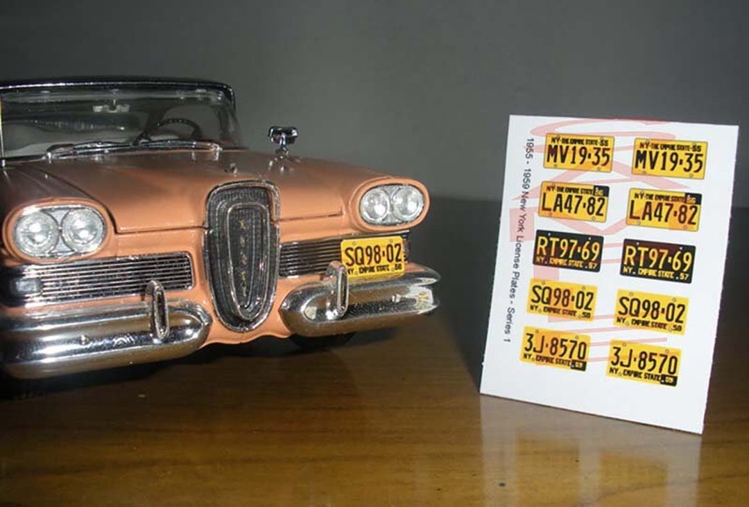1955 1959 NEW YORK Miniature License Plates for 1/25 Scale MODEL Cars
