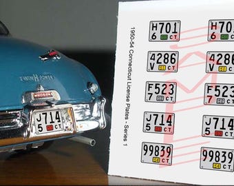 1950 - 1954 Connecticut miniature License Plates for 1/25 scale Model Cars