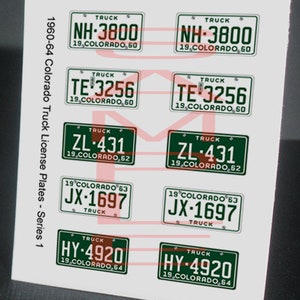 COLORADO Truck 1960 - 1964 miniature LICENSE PLATES for 1/25 scale Model Truck